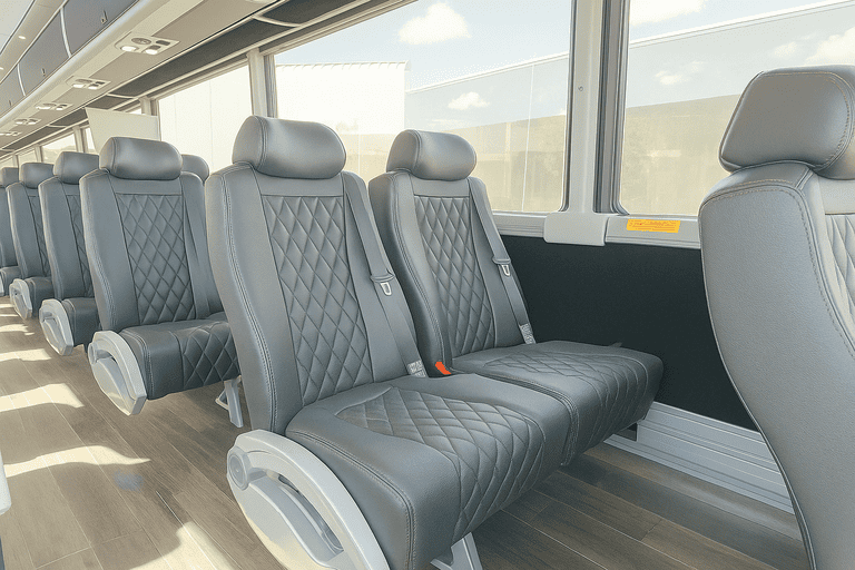 interior of San Marcos Coach Bus Service charter bus